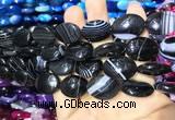 CAA2177 15.5 inches 15*20mm oval banded agate beads wholesale