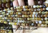 CAA2204 15.5 inches 4mm faceted round banded agate beads