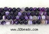 CAA2215 15.5 inches 12mm faceted round banded agate beads