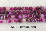 CAA2221 15.5 inches 10mm faceted round banded agate beads