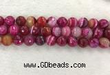 CAA2223 15.5 inches 14mm faceted round banded agate beads