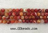 CAA2228 15.5 inches 10mm faceted round banded agate beads