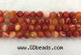 CAA2229 15.5 inches 12mm faceted round banded agate beads