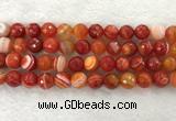 CAA2230 15.5 inches 14mm faceted round banded agate beads