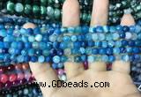 CAA2249 15.5 inches 4mm faceted round banded agate beads