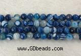 CAA2259 15.5 inches 10mm faceted round banded agate beads