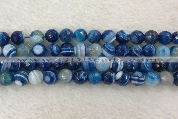 CAA2259 15.5 inches 10mm faceted round banded agate beads