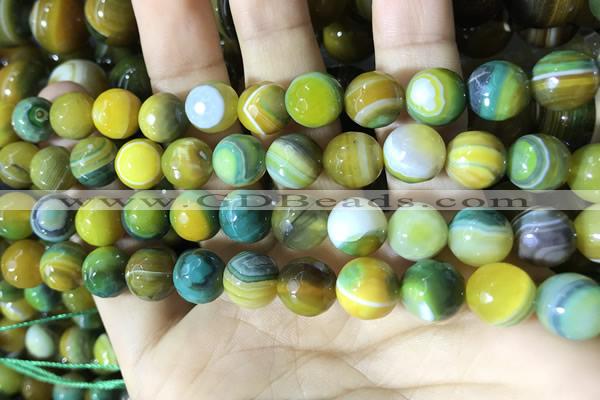 CAA2273 15.5 inches 10mm faceted round banded agate beads