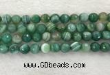 CAA2281 15.5 inches 12mm faceted round banded agate beads