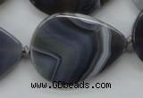 CAA237 15.5 inches 30*40mm flat teardrop grey line agate beads