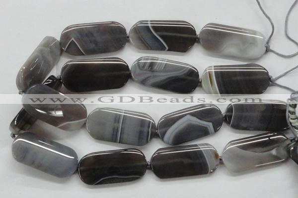 CAA239 15.5 inches 25*50mm rectangle grey line agate beads