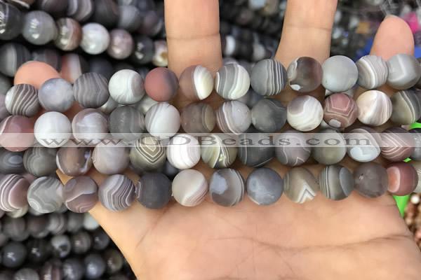 CAA2393 15.5 inches 8mm round matte Botswana agate beads wholesale