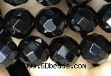 CAA2417 15.5 inches 8mm faceted round black agate beads wholesale