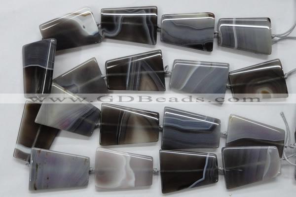 CAA242 15.5 inches 30*40mm trapezoid grey line agate beads