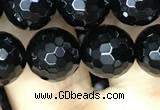 CAA2429 15.5 inches 12mm faceted round black agate beads wholesale