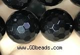 CAA2433 15.5 inches 20mm faceted round black agate beads wholesale