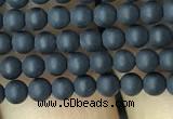 CAA2445 15.5 inches 2mm round matte black agate beads wholesale