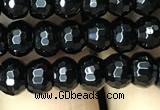 CAA2469 15.5 inches 4*6mm faceted rondelle black agate beads