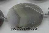 CAA248 15.5 inches 30*40mm faceted oval grey line agate beads