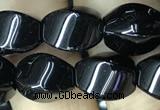 CAA2485 15.5 inches 8*12mm twisted rice black agate beads