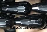 CAA2515 15.5 inches 10*20mm faceted teardrop black agate beads