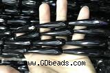 CAA2523 15.5 inches 12*50mm faceted teardrop black agate beads