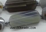 CAA253 15.5 inches 16*30mm faceted rectangle grey line agate beads