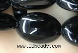 CAA2538 15.5 inches 10*14mm oval black agate beads wholesale