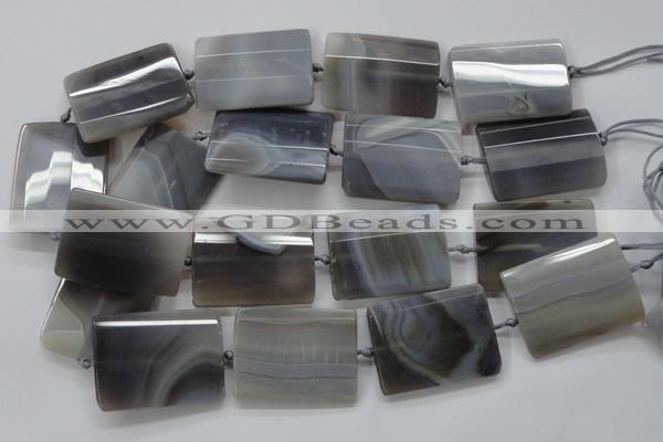 CAA255 15.5 inches 30*40mm faceted rectangle grey line agate beads