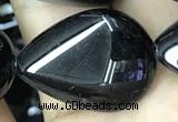 CAA2551 15.5 inches 18*25mm flat teardrop black agate beads wholesale