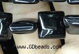 CAA2554 15.5 inches 8*8mm square black agate beads wholesale