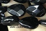 CAA2600 15.5 inches 8*12mm faceted flat teardrop black agate beads