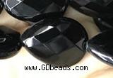 CAA2604 15.5 inches 15*20mm faceted flat teardrop black agate beads