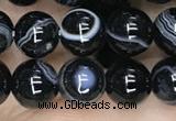 CAA2637 15.5 inches 8mm round banded black agate beads wholesale