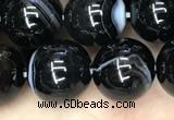 CAA2639 15.5 inches 12mm round banded black agate beads wholesale