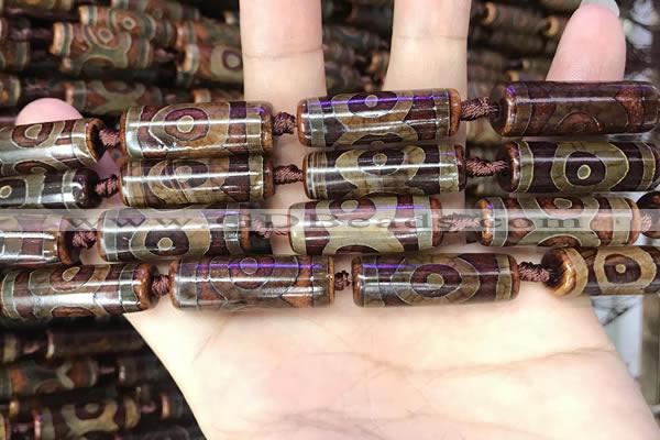 CAA2665 15.5 inches 8*28mm - 10*31mm tube tibetan agate dzi beads