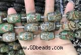 CAA2668 15.5 inches 13*22mm - 15*23mm drum tibetan agate dzi beads