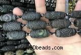 CAA2673 15.5 inches 12*30mm - 14*30mm rice tibetan agate dzi beads