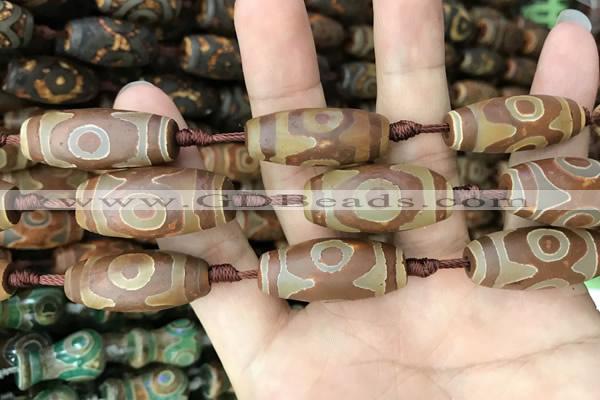 CAA2675 15.5 inches 12*28mm - 15*32mm rice tibetan agate dzi beads