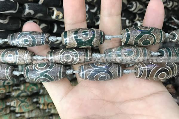 CAA2687 15.5 inches 12*30mm - 14*30mm rice tibetan agate dzi beads