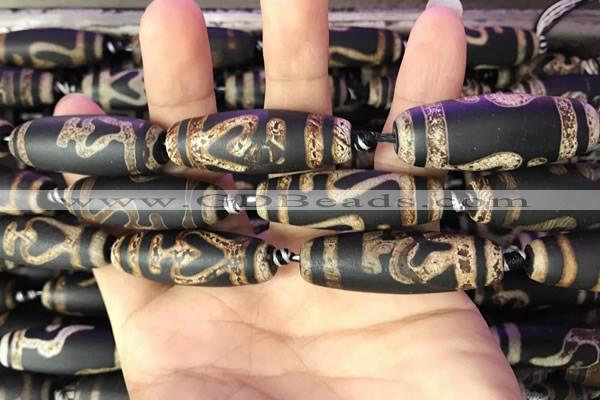 CAA2693 15.5 inches 14*38mm - 16*43mm rice tibetan agate dzi beads