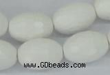 CAA27 15.5 inches 15*20mm faceted rice white agate gemstone beads