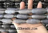 CAA2713 15.5 inches 14*38mm - 16*43mm rice tibetan agate dzi beads