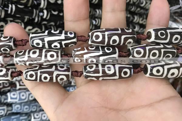 CAA2728 15.5 inches 10*28mm - 11*30mm rice tibetan agate dzi beads