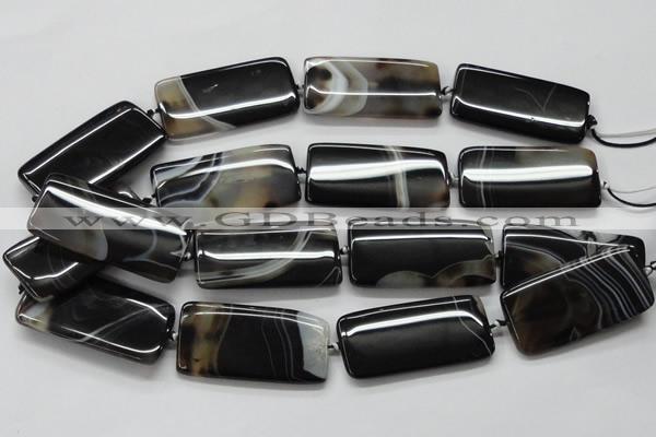 CAA274 15.5 inches 25*50mm rectangle black line agate beads