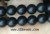 CAA2761 15.5 inches 4mm round matte black agate beads wholesale