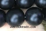 CAA2766 15.5 inches 14mm round matte black agate beads wholesale