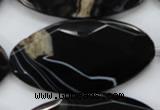 CAA277 15.5 inches 30*60mm faceted oval black line agate beads