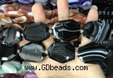 CAA2776 25*32mm - 27*35mm faceted freeform line agate beads