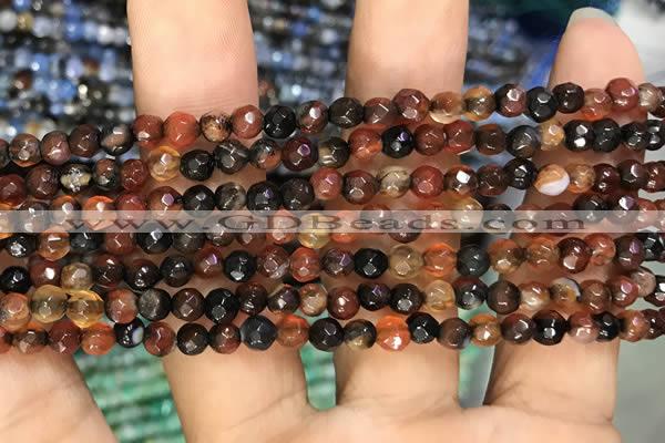 CAA2801 15 inches 4mm faceted round fire crackle agate beads wholesale